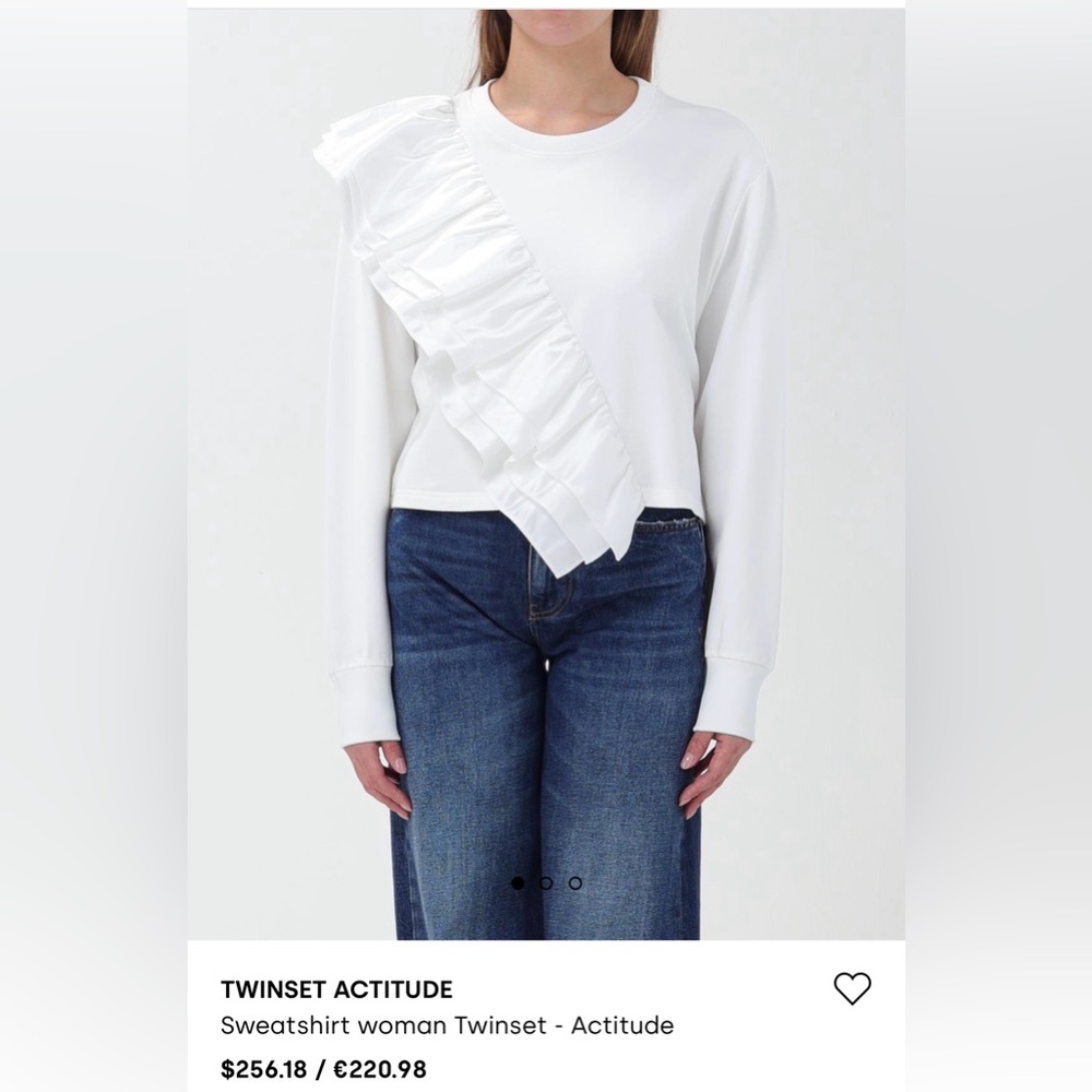 Twinset Actitude White Ruffled Sweatshirt